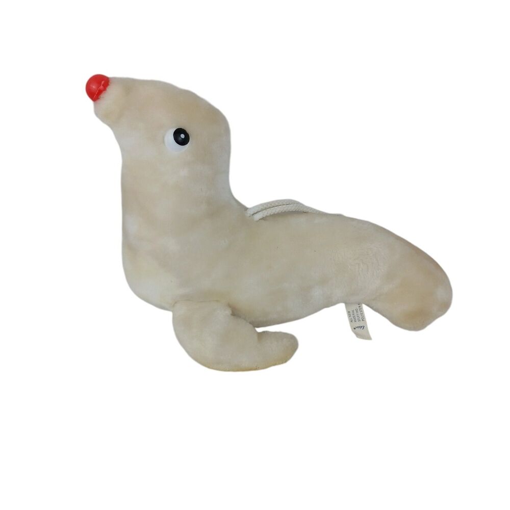 Vintage Eden Plush Seal WhiteToy Stuffed Animal Clean Red Nose Korea